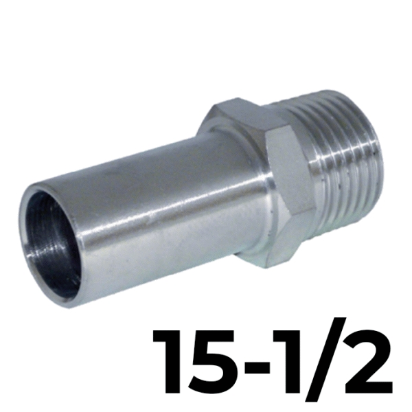 Adaptador macho inoxpres 15 - 1/2"  INOX A316L, 