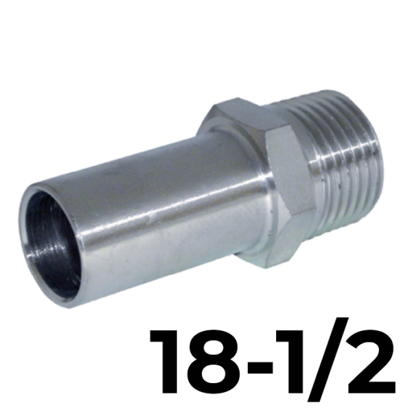 Adaptador macho inoxpres 18 - 1/2"  INOX A316L, 