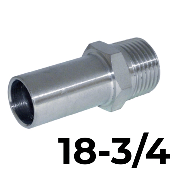 Adaptador macho inoxpres 18 - 3/4"  INOX A316L, 