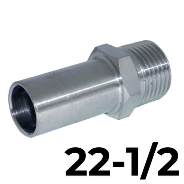 Adaptador macho inoxpres 22 - 1/2"  INOX A316L, 