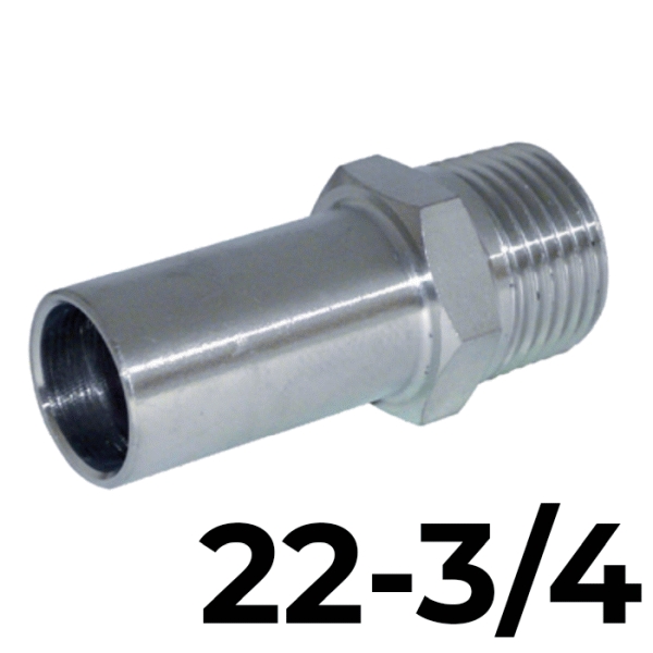 Adaptador macho inoxpres 22 - 3/4"  INOX A316L, 