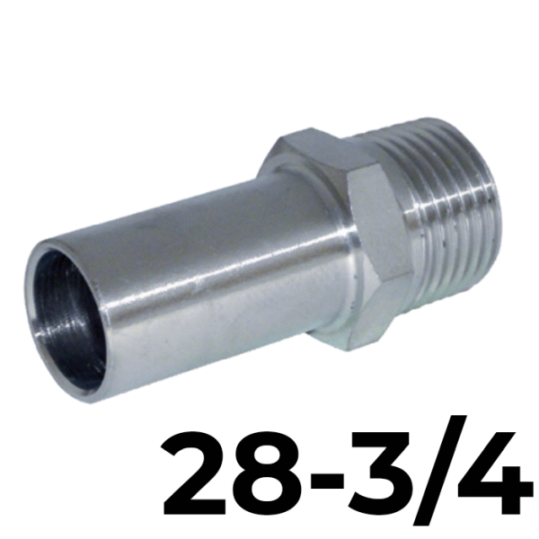 Adaptador macho inoxpres 28 - 3/4"  INOX A316L, 