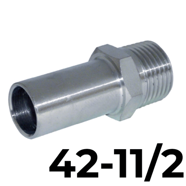 Adaptador macho inoxpres 42 - 1.1/2"  INOX A316L, 