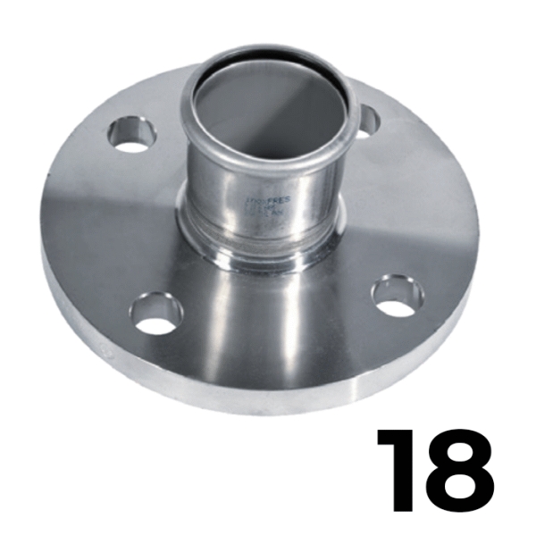 Brida adaptador inoxpres 18  INOX A316L, 