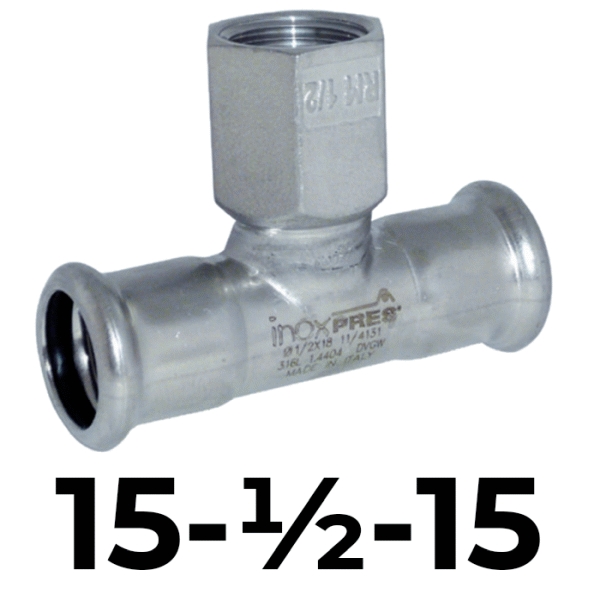 Te rosc. inoxpres 15 - 1/2" - 15  INOX A316L, 