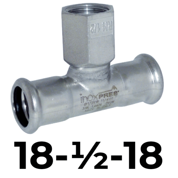 Te rosc. inoxpres 18 - 1/2" - 18  INOX A316L, 