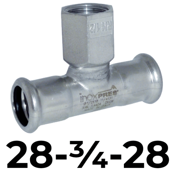 Te rosc. inoxpres 28 - 3/4" - 28  INOX A316L, 