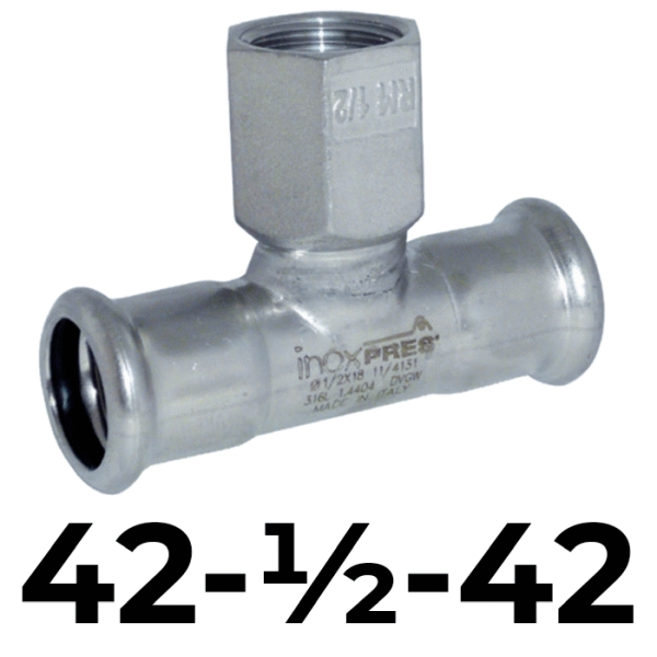 Te rosc. inoxpres 42 - 1/2" - 42  INOX A316L, 