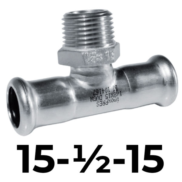 Te macho rosc. Inoxpres 15-1/2"-15  INOX A316L, 