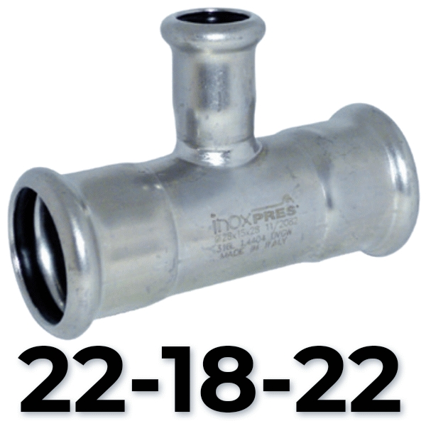 Te red. inoxpres HHH 22 - 18 - 22   INOX A316L, reducida acero inoxidable