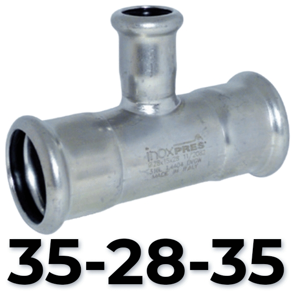 Te red. inoxpres HHH 35 - 28 - 35   INOX A316L, reducida acero inoxidable