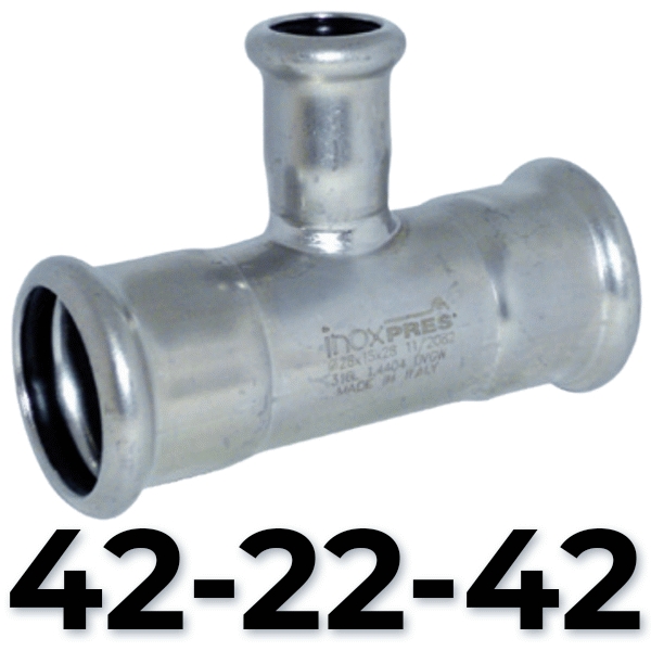 Te red. inoxpres HHH 42 - 22 - 42   INOX A316L, reducida acero inoxidable