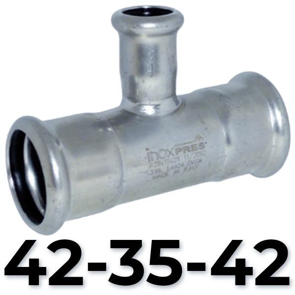 Te red. inoxpres HHH 42 - 35 - 42  INOX A316L, reducida acero inoxidable