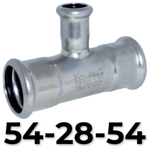 Te red. inoxpres HHH 54 - 28 - 54  INOX A316L, reducida acero inoxidable