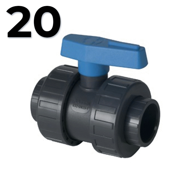 LLAVE DE ESFERA DE PVC PARA ENCOLAR DE 20 PLASSON, Vlvula piscina dimetro 8024809020030 11150020