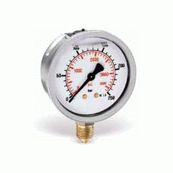 MANOMETRO RADIAL DE 1/4" CON BAO DE GLICERINA ESFERA DE  63 mm DE 0 - 16 BAR REF. PE351614LF WATTS, GRC DE CONEXION RADIAL MRG63 MRG 63 INDICADOR DE KILOS DE PRESION ATMOSFERAS wats ATMF