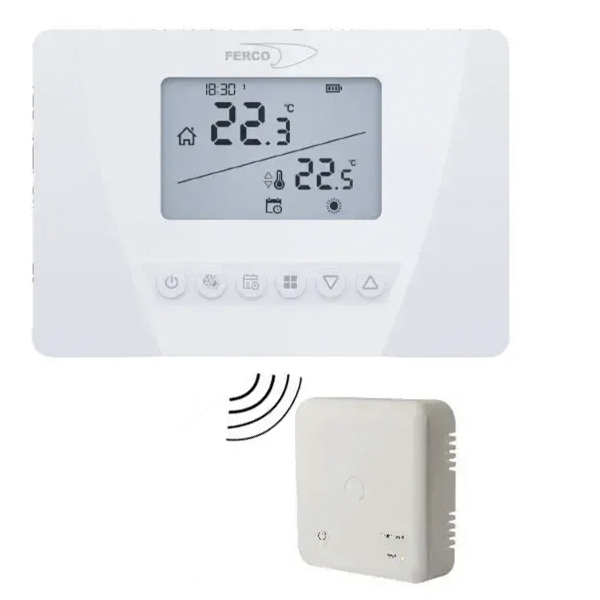 Cronotermostato digital por radiofrecuencia Frio/calor + Receptor RF1 zona GNORN FERCO, 