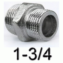 MACHON DE METAL CROMADO REDUCIDO DE 1 x 3/4, DE LATON MM M-M MAMELON CROMO CRO CROMADA 1-3/4 3/4-1 1x3/4 3/4x1 mechones machones REDUCCIONES Roscados Dobles