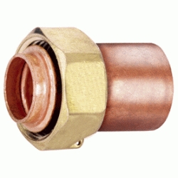 RACOR DE COBRE RECTO CON TUERCA PRECINTABLE DE 15 x 1/2" REF.13513 LLOBERA, RACOR LOCO TUERCA LOCA PARA GAS Racords 15x1/2 Orejeta