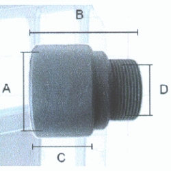 ADAPTADOR DEPOSITO JAULA DE PVC AD25 DE 3/4" ROSCA MACHO, 