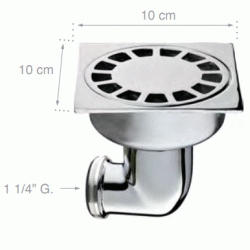 SUMIDERO SIFONICO SALIDA HORIZONTAL 100x100mm CR PARA DUCHAS Y PATIOS 8615 DUCHAFLEX 8436040730423, CROMADO CRO CROMADA PARA TERRAZAS SALIDA ESCUADRA CROMO 10x10cm 10/10cm 100/100mm metal laton