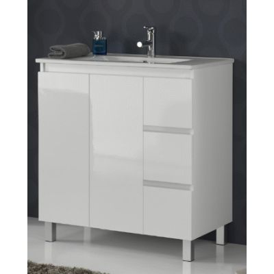 Conjunto BEL AIR 70 3C 2P con patas (mueble y lavabo) Blanco VALMAN, tres cajones dos puertas 2 3 bao mueble lavabo brillo blanca