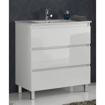 Conjunto BEVERLY 100 3C con patas (mueble+lavabo) Blanco Brillo VALMAN, 