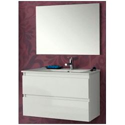 Conjunto Completo BEVERLY FONDO REDUCIDO 70 2C (mueble, lavabo, espejo y aplique) Blanco Brillo VALM, 