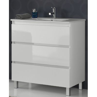 Conjunto BEVERLY 70 3C con patas (mueble y lavabo) Blanco Brillo VALMAN, 