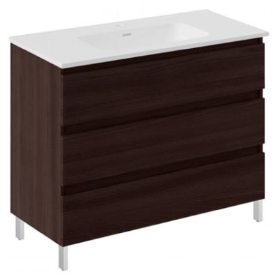 Conjunto BEVERLY 70 3C con patas (mueble+lavabo) Wengue VALMAN, 70 cm MM 3 CAJONES tres a suelo