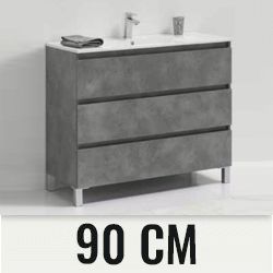 Conjunto BEVERLY de 900 3 cajones lavabo centrado (mueble+lavabo) color cemento VALMAN, 