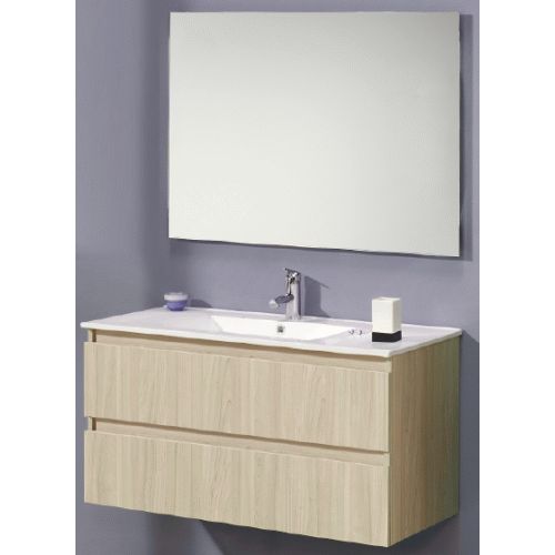 Conjunto Completo BEVERLY 120 2C Suspendido (mueble, lavabo, espejo y aplique) Roble Ulloa VALMAN, 