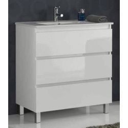 Conjunto BEVERLY 80 3C con patas (mueble y lavabo) Blanco Brillo VALMAN, 80 CM MM A SUELO