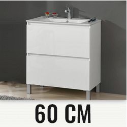 Conjunto MALIBU 60   2C con patas (mueble y lavabo) Blanco VALMAN, 