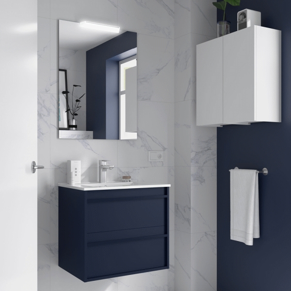 Conjunto ATTILA 2C 600mm (mueble + lavabo de porcelana)  Azul Blue satin SALGAR 104741, 60 cm