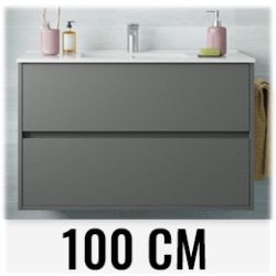 Conjunto NOJA 1000 (mueble+lavabo porcelana) Gris Mate SALGAR DSCTL, 8421194183492 suspendido 2 dos cajones 100 cm mm de bao wall hung vanity unit and basin two drawers