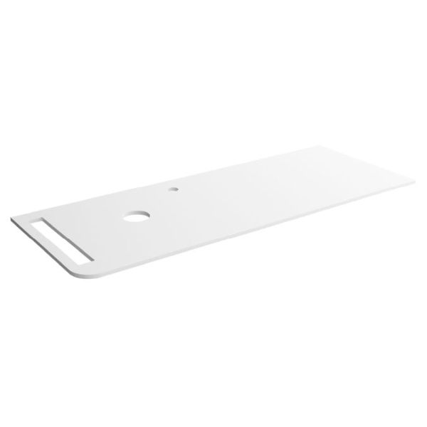 Encimera SOLID SURFACE con toallero de 12 mm de espesor y hasta1000 mm de largo en blanco mate, 