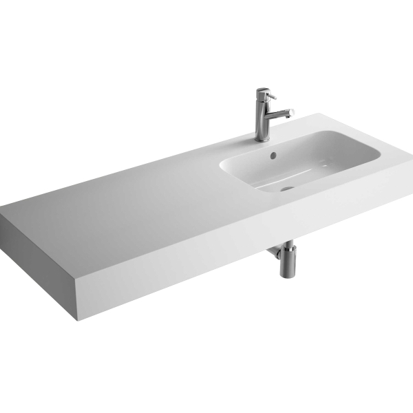 Lavabo UNIIQ 1205 x 15 x 460 mm coqueta izquierda en acabado mineral solid mate SALGAR 1205/I, 