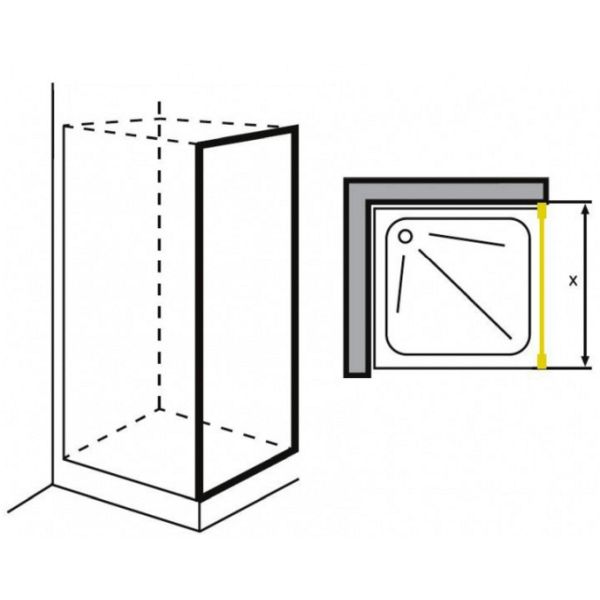 PANEL 3L FIJO DUCHA REF. 602 DE 700 A 750 mm BLANCO CRISTAL SERIGRAFIADO 2 VELVET, PARED MURAL BLANCA BL  CRS