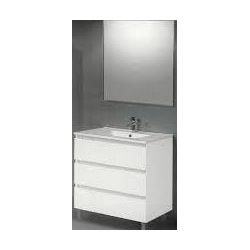 Conjunto DUBROVNIK 800 mm 3C BLANCO VISEK ( Mueble+encimera+espejo liso) CDUBROVNIK80C, 