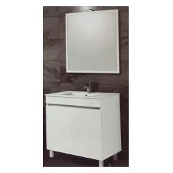 Conjunto PLAN 800 mm 2P blanco VISEK ( mueble+encimera+espejo liso) CPLAN80B, 