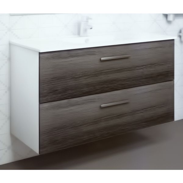 MUEBLE AMBIENT DE 600 mm LATERALES BLANCOS Y CAJONES MADERA BATH DESIGN, Mueble de bao Lababos washbasin basin lavavos Lavabos wall hung vanity unit and basin two drawers