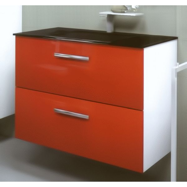 MUEBLE AMBIENT DE 600 mm LATERALES BLANCOS Y CAJONES EN ROJO BATH DESIGN, Mueble de bao Lababos washbasin basin lavavos Lavabos wall hung vanity unit and basin two drawers