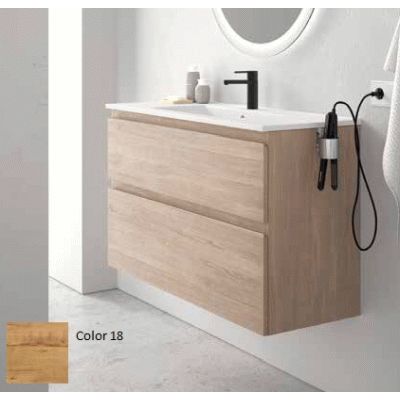 Mueble suspendido CARMEN 1200 2C Tirador inclinado Negro N18 AVILA DOS 24.07.205.18.NG, wall hung vanity unit and basin two drawers