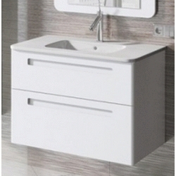 Mueble (LAVABO NO INCLUIDO) suspendido PARIS 1200 2C Blanco Brillo N63 AVILA DOS +Doble Salva-Sifon, wall hung vanity unit and basin two drawers