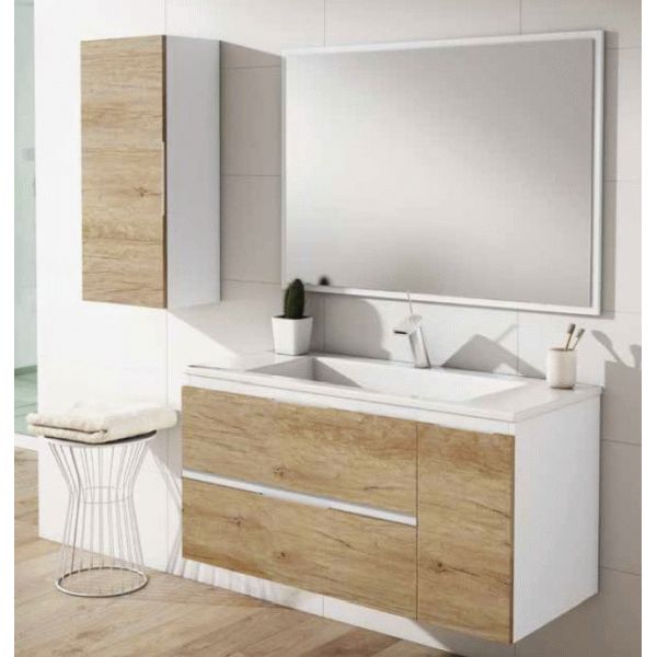 Mueble LUCCA 2C 1P de 1000 mm color mixto natural nebrasca blanco EDBAO, 