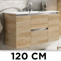 Mueble mdena melamina Nebraska natural 1200 ED Baos, 120 cm mm 1200mm 120cm dos cajones 2 suspendido con puertas