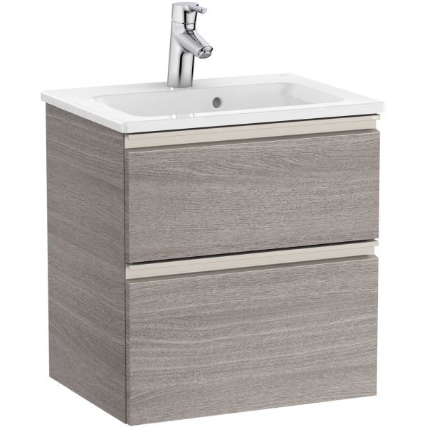 Conjunto UNIK THE GAP COMPACT de 2 cajones (mueble + lavabo) 505 x 380 x 537 mm Roble City ROCA, CONJUNTO CONGLOMERADO DE 50 CM Mueble de bao Lababos washbasin basin lavavos Lavabos