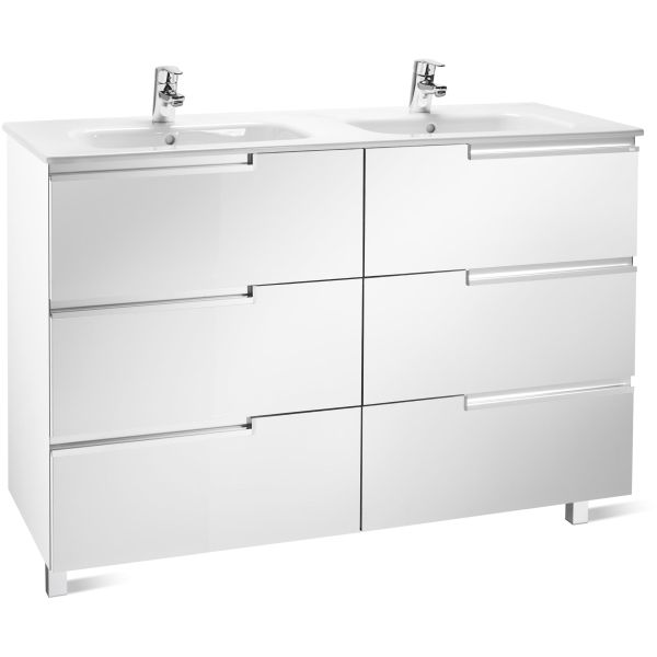 Mueble UNIK VICTORIA-N FAMILY de 1200mm BLANCO BRILLO (mueble + lavabo doble) A855835806 ROCA, 8414329938357 Lababos washbasin basin lavavos Lavabos