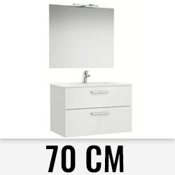 Pack VICTORIA 2C de 700mm ( mueble base + espejo y aplique LED) color Blanco ROCA A851603806, mueble suspendido 2 dos cajones lababo  A851603806